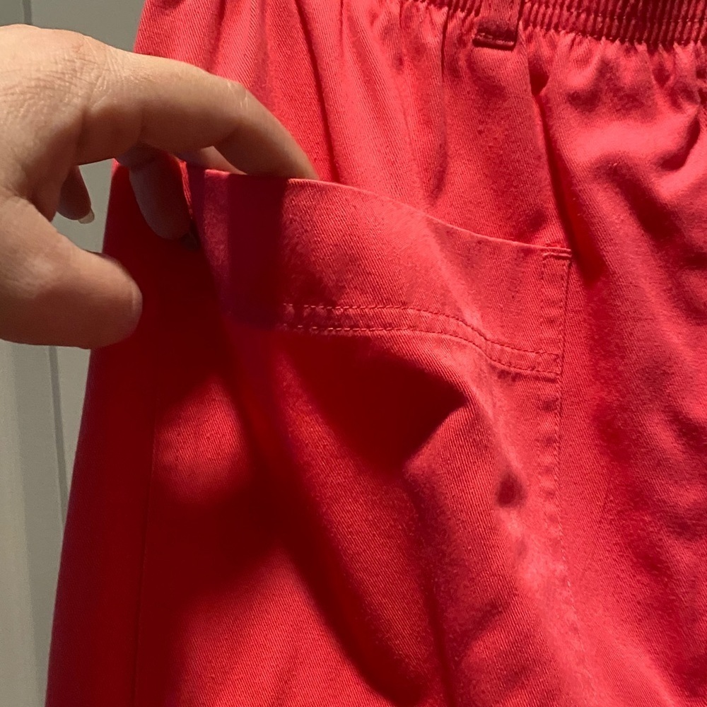 Eddie Bauer Coral Pink Snap Front Midi Skirt M Cotton Blend Utility Pockets - Picture 3 of 4